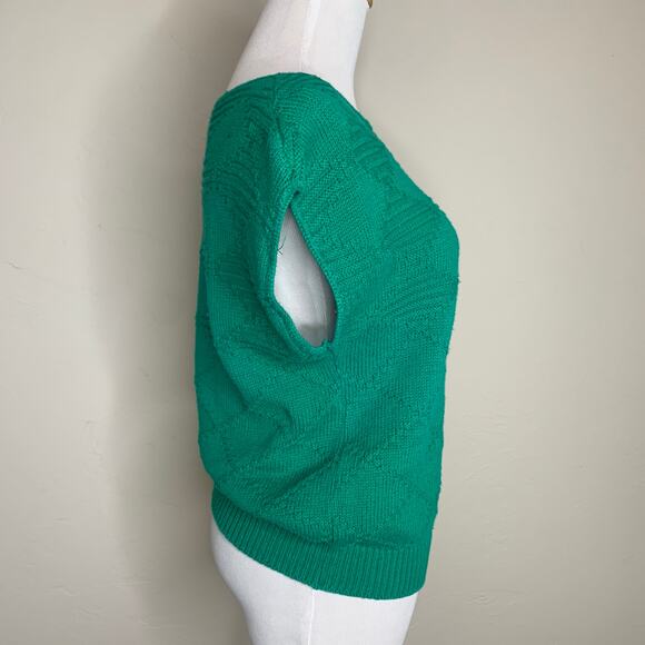 Vintage Herald House Green Cap Sleeve Sweater Textured Sz ? Small - Picture 4 of 8